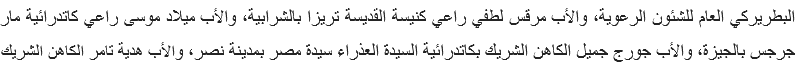 البطريركي العام للشئون الرعوية، والأب مرقس لطفي راعي كنيسة القديسة تريزا بالشرابية، والأب ميلاد موسى راعي كاتدرائية مار جرجس بالجيزة، والأب جورج جميل الكاهن الشريك بكاتدرائية السيدة العذراء سيدة مصر بمدينة نصر، والأب هدية تامر الكاهن الشريك 